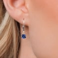 thumbnail image 3 of Gem Stone King 925 Silver and 10K Yellow Gold Blue Created Sapphire Dangle Earrings for Women | 0.70 Cttw | Gemstone September Birthstone | Round 4.5MM, 3 of 6