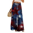 thumbnail image 2 of USA Anniversary 250 Womens Workout Pants Patriotic Star USA Flag Print Elastic High Waist Trousers Slit Baggy Wide Leg Relaxed Fit Soft Lounge Pants, #01 Royal Blue, S, 2 of 6
