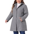 thumbnail image 4 of GRACE & GRANDEUR Women's Plus Size Button Detachable Hooded Long Sleeve Elegant Overcoat 1X Grey, 4 of 6