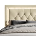 thumbnail image 4 of Home Design Gianna Twin Tufted Upholstered Platform Bed Frame with Button-Tufted Headboard and Bed Skirt, Beige, Easy Assembly, 4 of 7