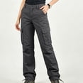 thumbnail image 6 of Women's Cargo Pants, Straight Leg Solid Trousers with Multi Pockets, Casual Long Pants for Work Outdoor Hiking Wear | VerBelle,Dark Gray XL, 6 of 7