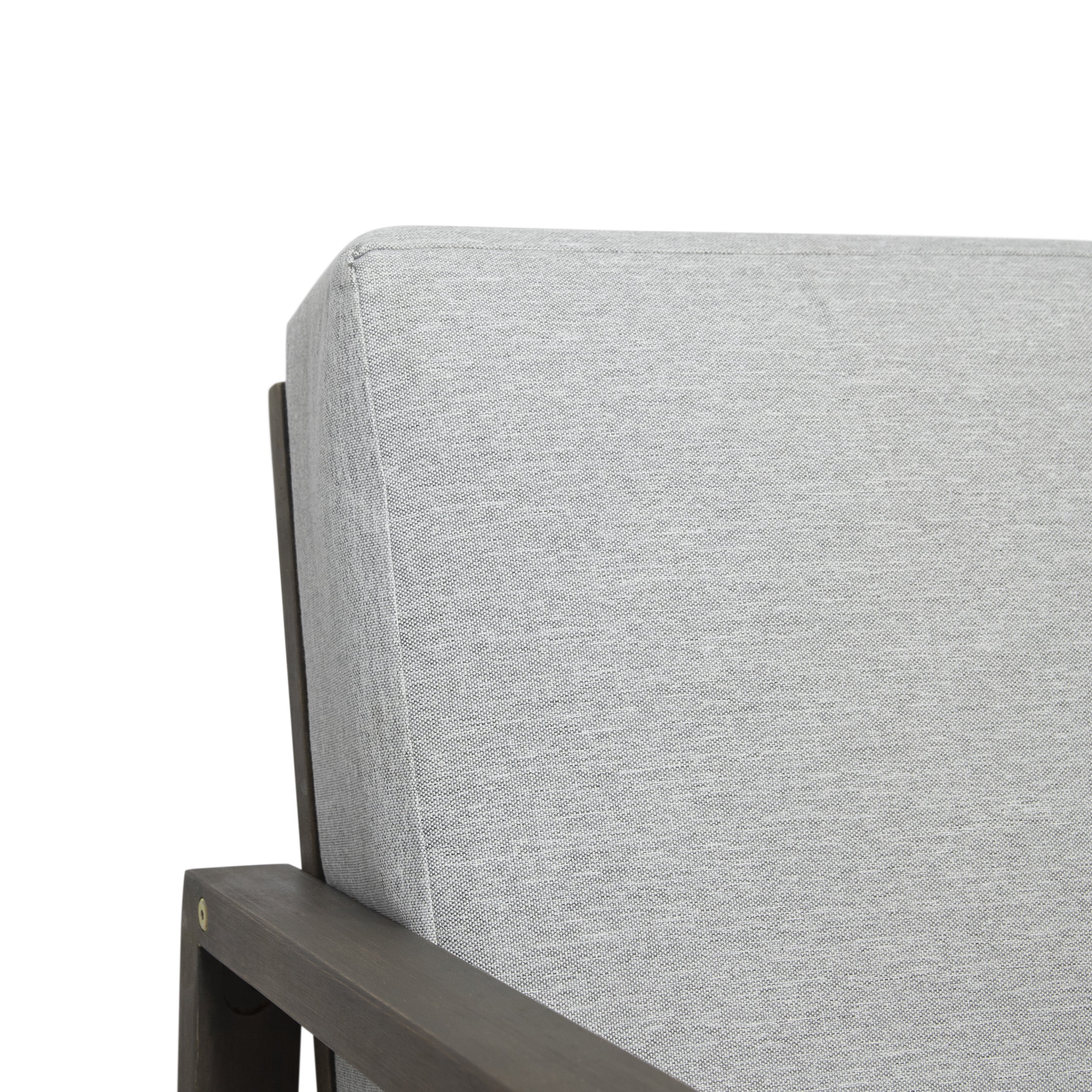 Muad Outdoor Acacia Wood 4 Seater Chat Set with Coffee Table, Gray and Light Gray