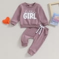 thumbnail image 2 of sususu Baby Girl Long Sleeve Pullover Sweatshirt and Pants Winter Clothes Set for Toddler Girls Cozy Two Piece Outfit ,Purple,18-24 Months, 2 of 7