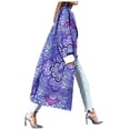 thumbnail image 2 of Femmes Col Rond Imprimé Trench-Coat Double Face Veste en Laine, 2 of 3