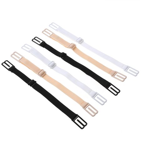 

BSWALF 3 Pair Shoulder Bra Straps Replacement 10mm Width Elastic Adjustable Removable (Black & Skin-Color & White)