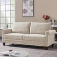 thumbnail image 2 of DEELLEEO Beige, matte cat paw cloth three-seater fabric sofa, 2 of 5