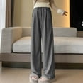 thumbnail image 2 of HVOBTTY Pants for Women, Wide Leg Pants Woman, Ladies' Drooping Soft and Loose Knit Sports Loose Pocket Drawstring Wide Leg Pants Dark Gray,XL, 2 of 5