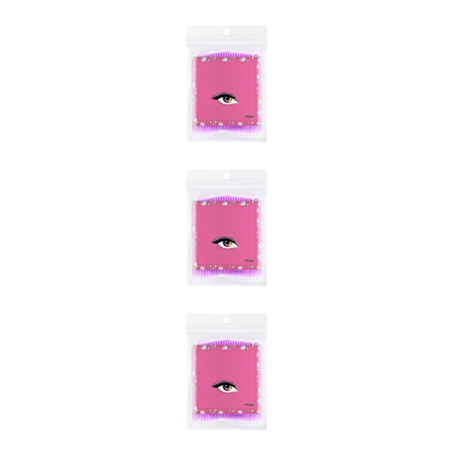 relayinert 100PCS Disposable Colorful Cotton Swabs Micro Brush Eyelashes Extension Cleaning Swab Cosmetic Tools pink 3Set