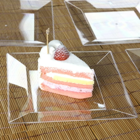 - Efavormart 50 Pcs - Square Disposable Plastic Plate Dinner Plastic Plates for Wedding Party Banquet Events Decoration