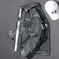 thumbnail image 4 of Chaqueta vaquera azul con botones para hombre, otoño, color negro, con bordado, abrigo vaquero para hombre, estampado, talla grande, ropa de abrigo de alta calidad, talla L, nueva en talla grande, 4 of 5
