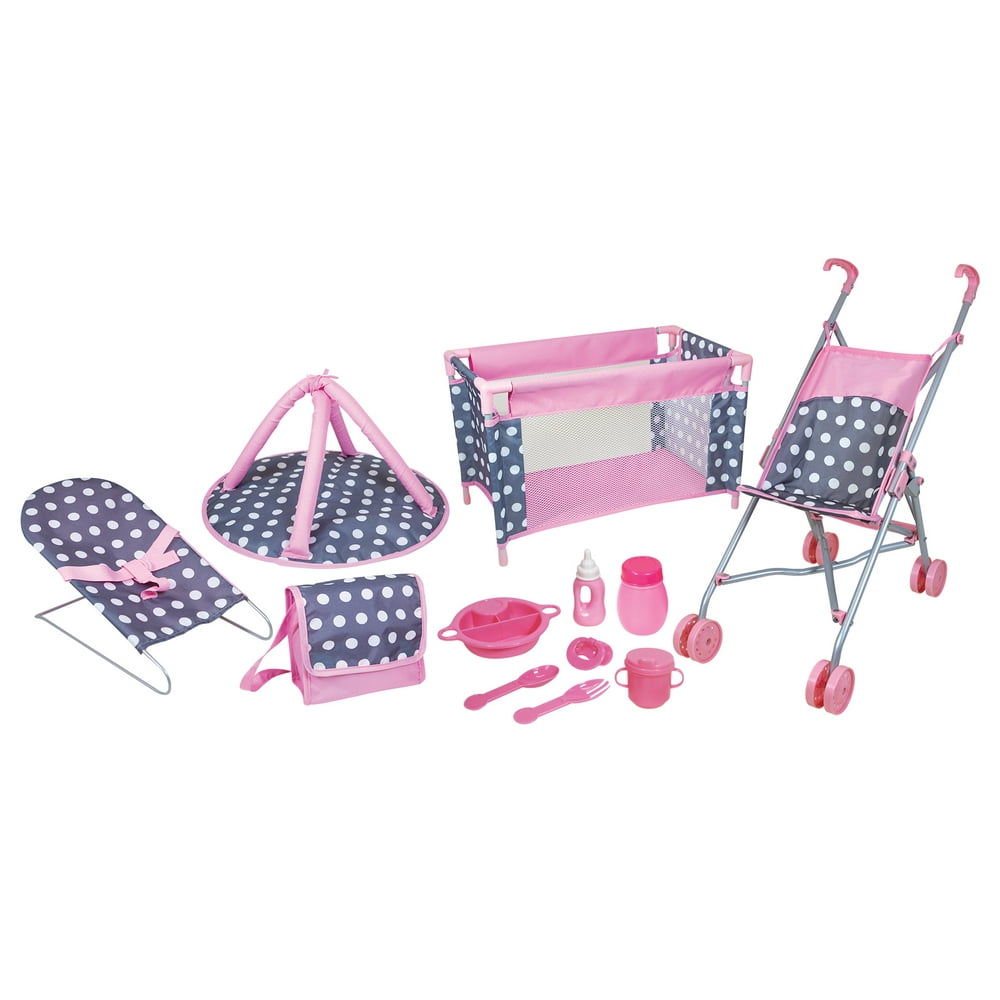 Lissi 5 Piece Baby Doll Deluxe Nursery Play Set w/ 8 Accessories