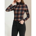thumbnail image 5 of INSPIRE CHIC Women's Blouse Slim Fit Turtleneck Pleated Front Long Sleeve Knit Top XS Blue Orange, 5 of 7