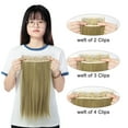 thumbnail image 4 of 4Pcs Clip in Straight Hair Extensions, Natural Straight Hairpieces with 11 Clips, 18/24 inch Long Soft Clip on Extensions Hair Pieces for Women - Dark Brown 260g Per Set, 4 of 6