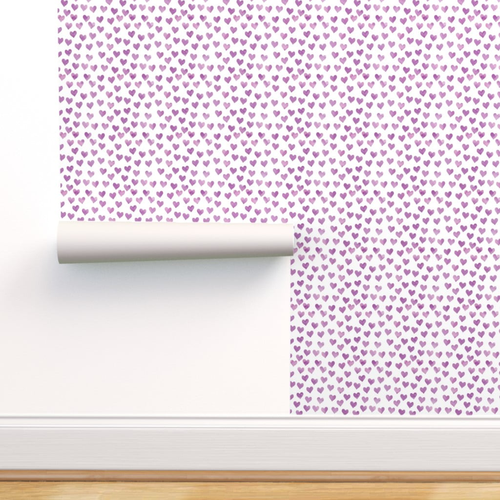 Peel-and-Stick Removable Wallpaper Valentines Day Love Heart Hearts Purple Dark 
