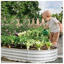 Raised Garden Bed Kit 2-Pack, 8x4x1ft Galvanized Steel Planter Box for Outdoor Vegetables, Flowers, Herbs - Heavy Duty, Rustproof, Easy Assembly Silver