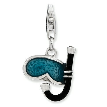 925 Sterling Silver 3-D Enameled Snorkel with Lobster Clasp Charm
