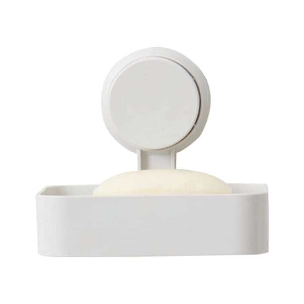 Jabonera con ventosa, no requiere taladro, reutilizable, instalación en 1 segundo, jabonera para ducha, soporte de pared para azulejos de ducha de baño, impermeable - blanco