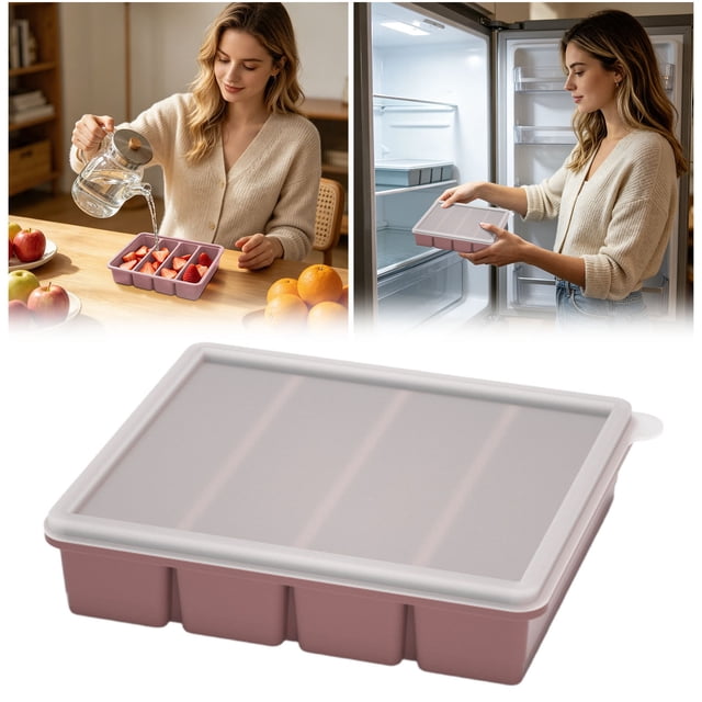 Extra Large Silicone Freezer Tray With Lid And Silicone Freezer Freezer Container Suitable For Storing And Freezing Soups Soups Meals And Ice Cubes