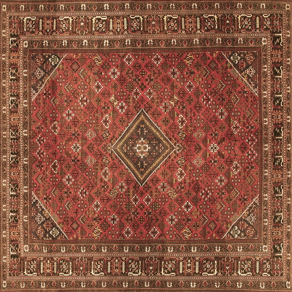 Ahgly Company Indoor Square Persian Brown Traditional Area Rugs, 5' Square