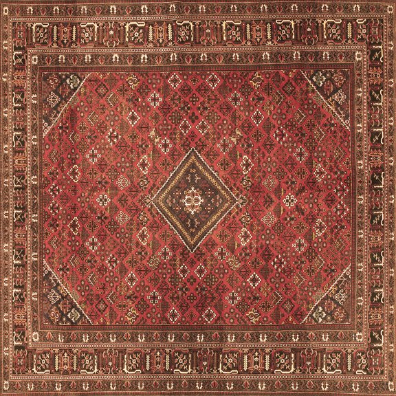 Ahgly Company Indoor Square Persian Brown Traditional Area Rugs, 5' Square