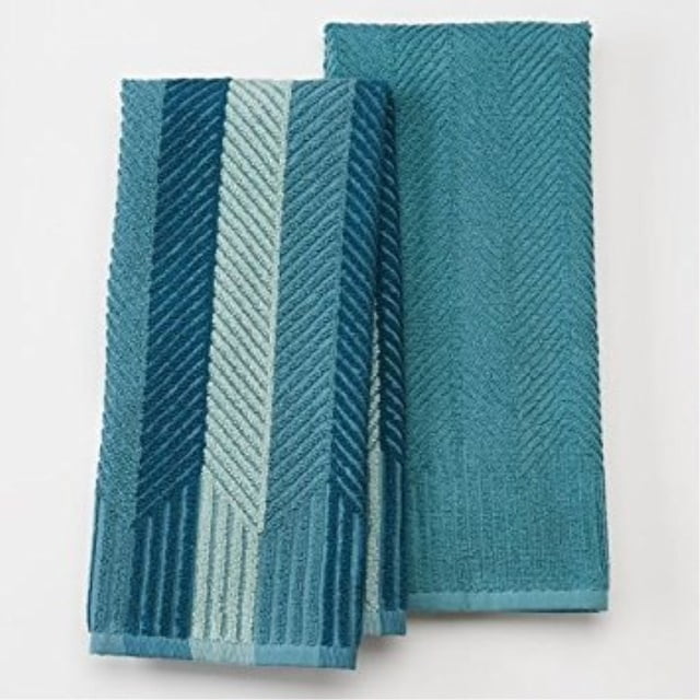 food network 2pk. sculpted antimicrobial kitchen towels (aqua