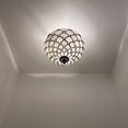 thumbnail image 3 of Tiffany Ceiling Lights Fixture White Stained Glass Crystal Beans LED Bulbs Included for Living Room Bedroom Kitchen 12"W*12"D*12"H, 3 of 5