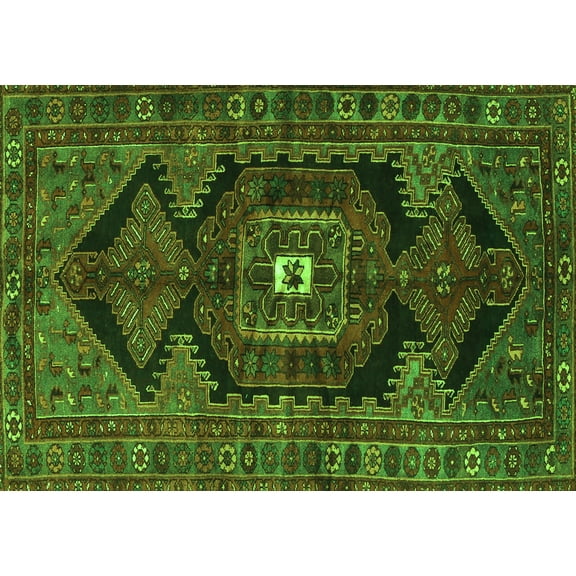 Ahgly Company Indoor Rectangle Persian Green Traditional Area Rugs, 5' x 7'