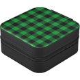 thumbnail image 2 of GZHJMY St. Patrick's Day Plaid Mini Jewelry Box, Portable Leather Travel Small Jewelry Organizer Case for Earring, Necklace, Rings, Bracelets, 2 of 7