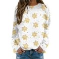 thumbnail image 1 of Bmisegm Women T-Shirt à Manches Longues Col Rond pour Femmes, Usage Quotidien à la Maison Ou en Extérieur, Haut Imprimé, Chandail en Molleton Décontracté pour Blanc m, 1 of 5