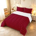 thumbnail image 2 of Manfei Minimalist Plaid Queen Comforter Set,Modern Grid Comforter Sets Queen,Dark Red White,Reversible,3pcs,1 Comforter and 2 Pillowcases,3pcs,1 Comforter and 2 Pillowcases, 2 of 7
