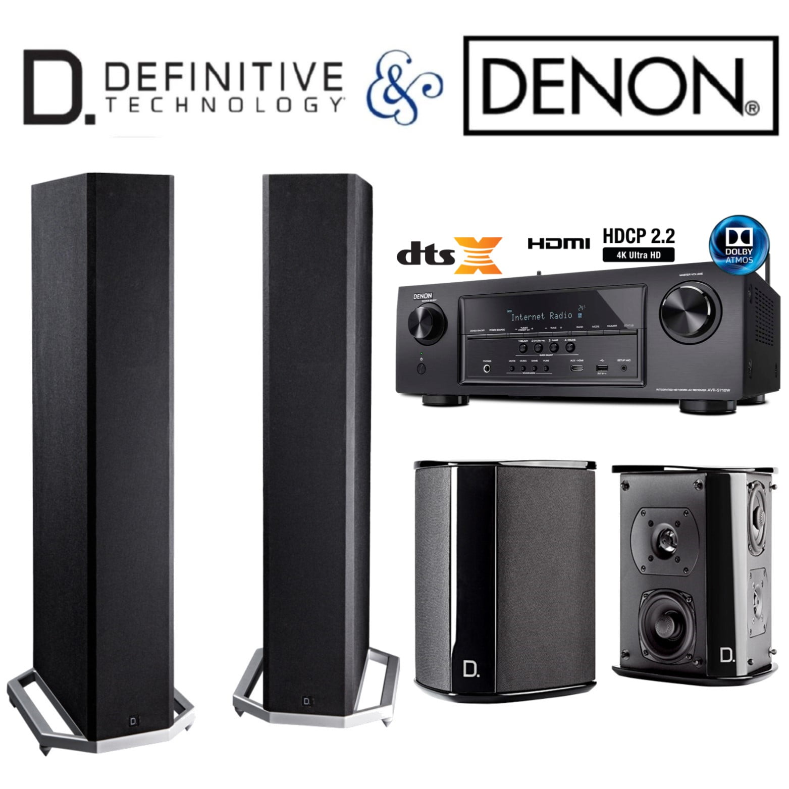 Denon AVRS710W Receiver Bundle with Definitive Technology (2) BP9020