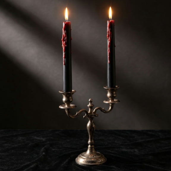 Ktlvex 2 Pack Halloween Candles, Spooky Gothic Tabletop Pillar Candle, Haunted Party Vampire Dinner Tiered Tray Atmosphere Decor Prop Holiday Gift