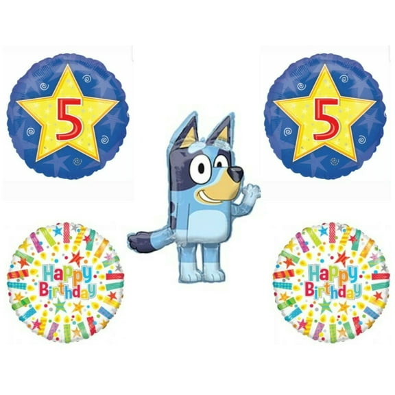 Bluey 5th Fifth Happy Birthday Party Balloons Decorations Supplies Puppy Dog