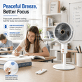 thumbnail image 4 of USB Charging Quiet Floor Fan, White Oscillating Standing Cooling Fan, Low Noise Adjustable Air Circulator, Portable Rechargeable Fan for Bedroom, Study, Office And Indoor Summer Ventilation, 4 of 19