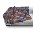 thumbnail image 3 of 1970s Soft Flannel Fleece Throw Blanket, Polygonal Composition with Angular Triangle Motifs Colorful Geometric Elements, Cozy Plush for Indoor and Outdoor Use, 60" x 80", Multicolor, by Ambesonne, 3 of 6
