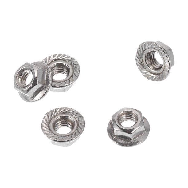 Ofertas únicas 5 Pcs M4*0.7 Tuercas de brida para automóvil de acero inoxidable 201, tuercas de brida hexagonales estriadas, no deslizantes, tono plateado para automóvil y motocicleta