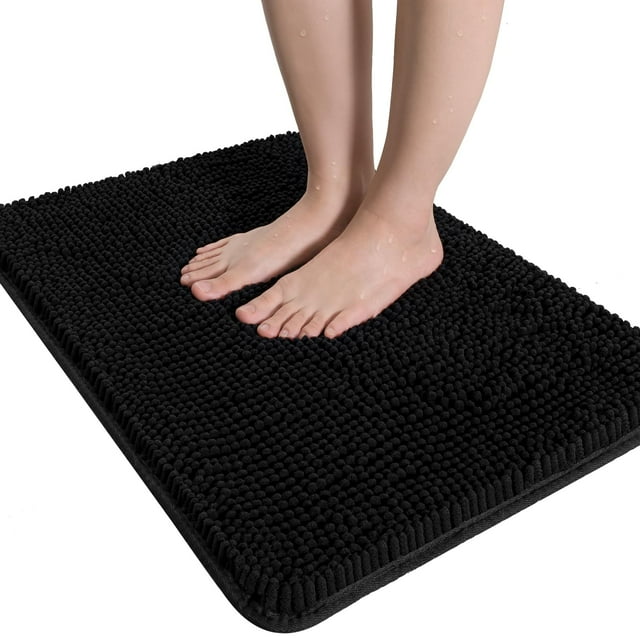 Alfombra de baño LOCHAS Luxury Shaggy de 60 x 90 cm, color negro