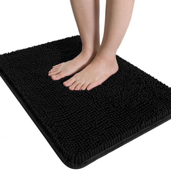 Alfombra de baño LOCHAS Luxury Shaggy de 50 x 75 cm, color negro
