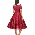 thumbnail image 4 of Women 50s 60s Retro Rockabilly Swing Dress Polka Dot Double Breasted Notch Lapel V-Neck Dresses Cocktail Party Evening Prom Gown, 4 of 6