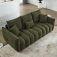 thumbnail image 2 of 79.5" Premium Teddy Fabric Sofa with 3 Back Pillows and 3 Back Cushions Solid Wood Frame 3-Seater Sofa, Oversized Upholstered Chair for Living Room, Bedroom, Apartment and Office (Green), 2 of 11