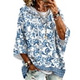 thumbnail image 2 of Oversized Hoodies for Women 3/4 Sleeve Floral Graphic Hooded Sweatshirt Loose Fit Pullover Casual Fall Outfits Soft Daily Going Out Pullover Tops, 2 of 6