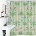 thumbnail image 3 of Floral Shower Curtain Mid Century Vintage Flower Green Plant Abstract Pattern Print Shower Curtains Sets Polyester Waterproof Fabric Decor Bathroom Curtain With Hooks-72"W x 86"L (Pack of 1), 3 of 7