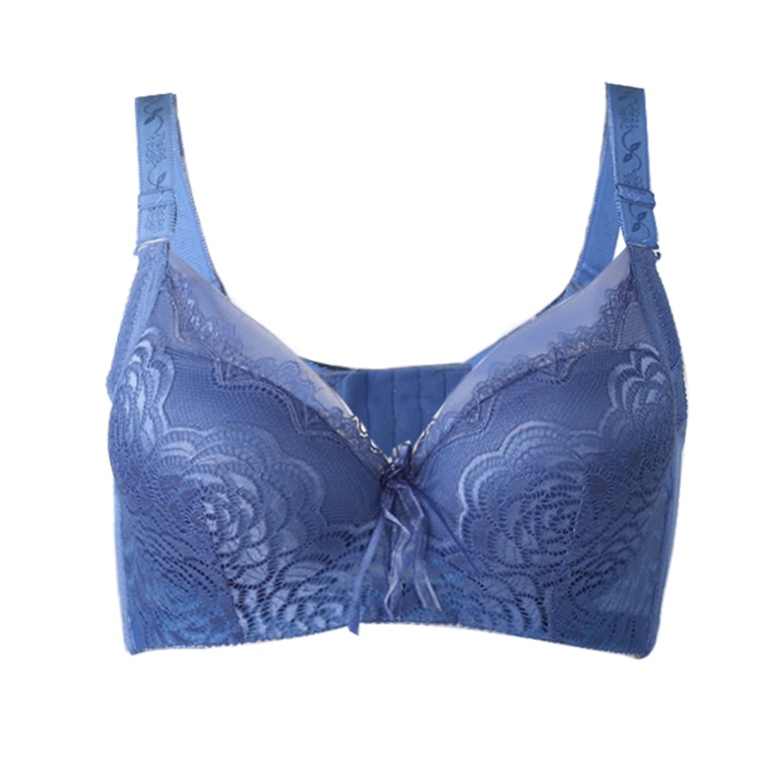 Women Lace Floral 3D Cup Underwire Push Up Plus Size Bra Blue 44D ...
