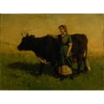 thumbnail image 2 of Edward Mitchell Bannister 24x19 Gold Ornate Framed and Double Matted Museum Art Print Titled - Untitled (Woman Walking with Cow) (ca. 1869), 2 of 4