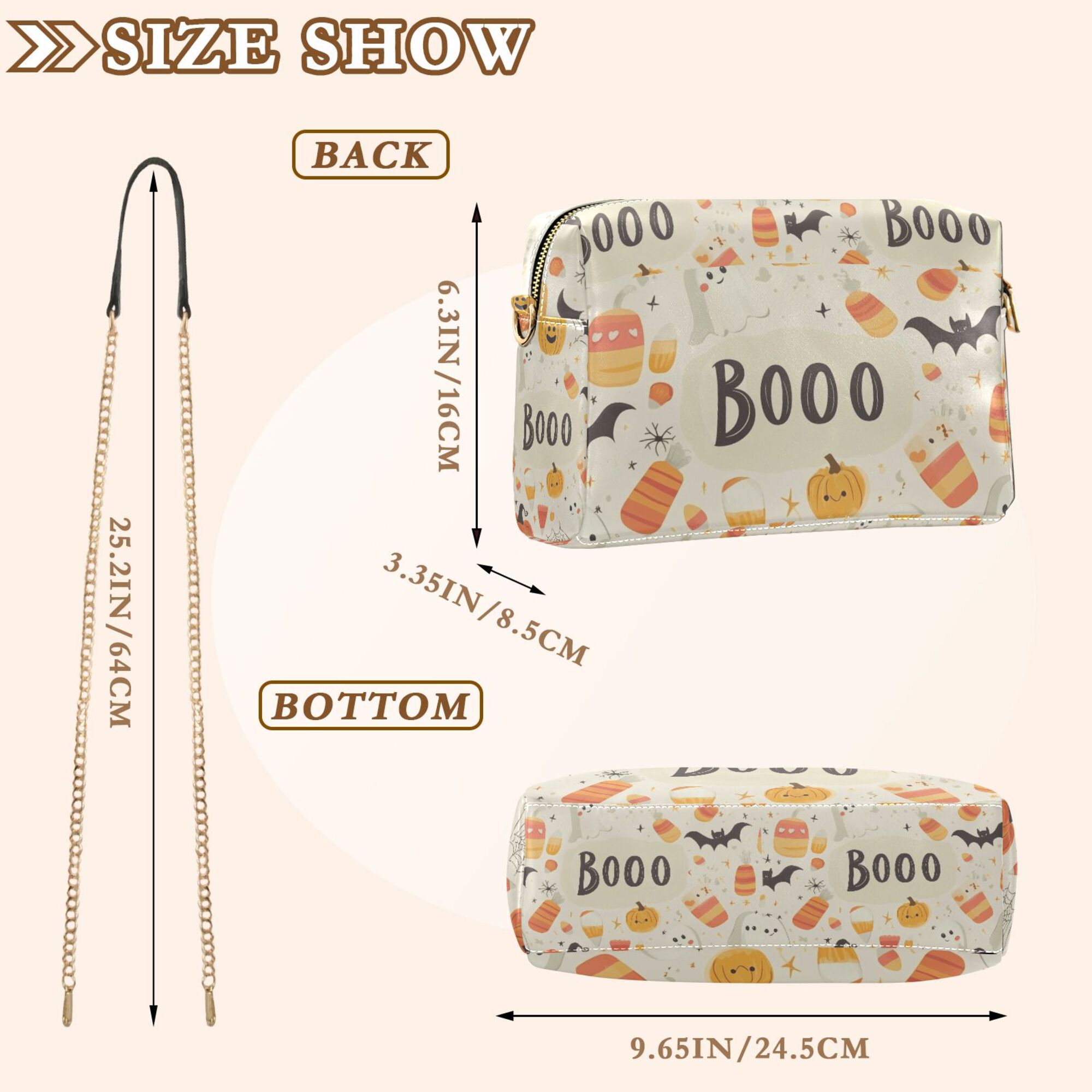 FORMRS Women Crossbody Purse with Chain Strap Vegan Leather Shoulder Handbag, Halloween Cute Pumpkins