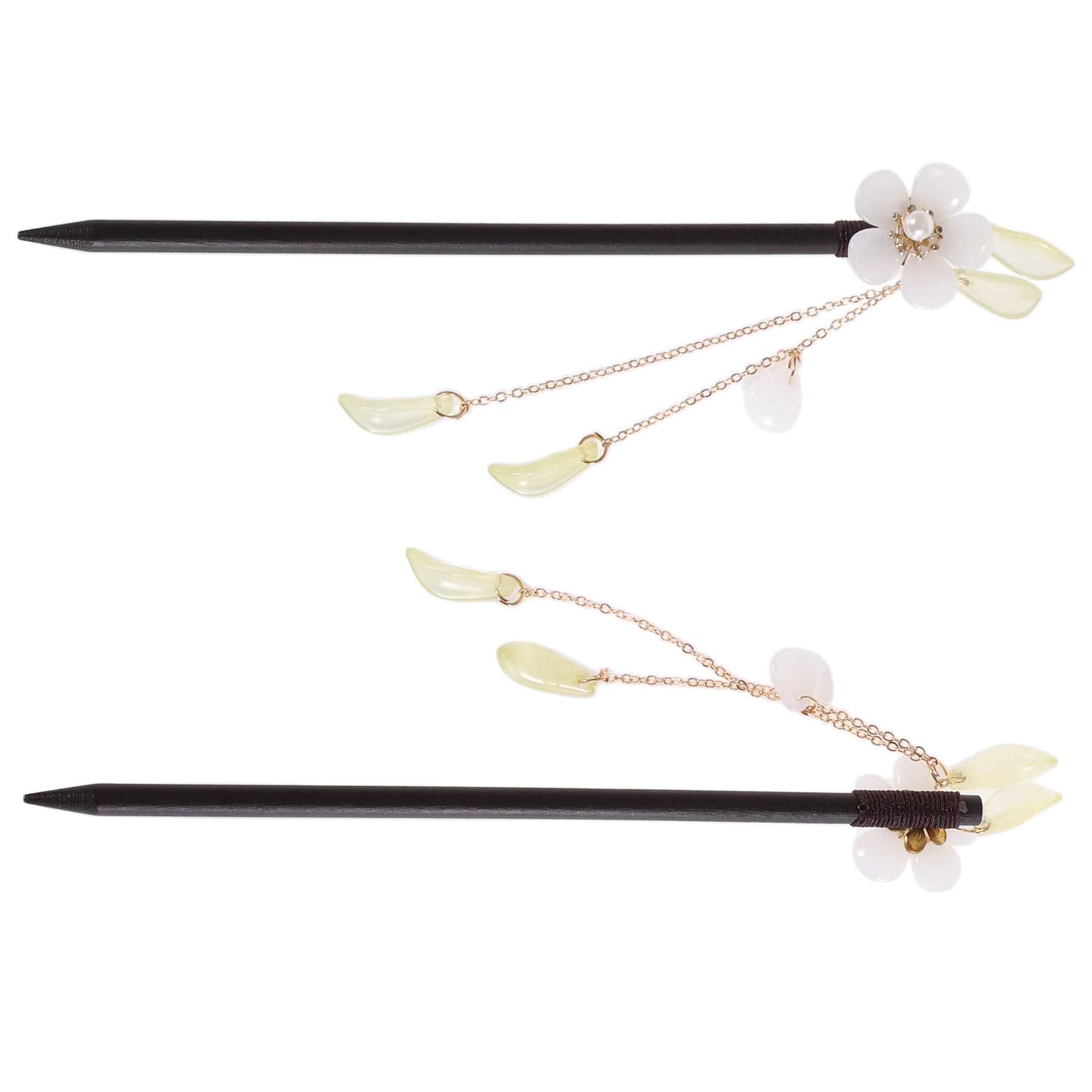 Unique Bargains Hair Stick Pin for Women 1 Pc Black, White [Retro Style Flower Tassel]