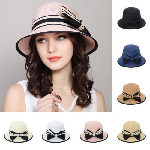 Shenmeida Ladies Summer Sun Hats Women Straw Beach Hats Foldable Wide ...