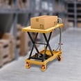 thumbnail image 4 of YIYIBYUS Hydraulic Scissor Lift Table, Single Scissor Hydraulic Lift Table, Hydraulic Lift with Locking Wheels for Material Handling and Transportation 500 Lbs Capacity Yellow, 4 of 17