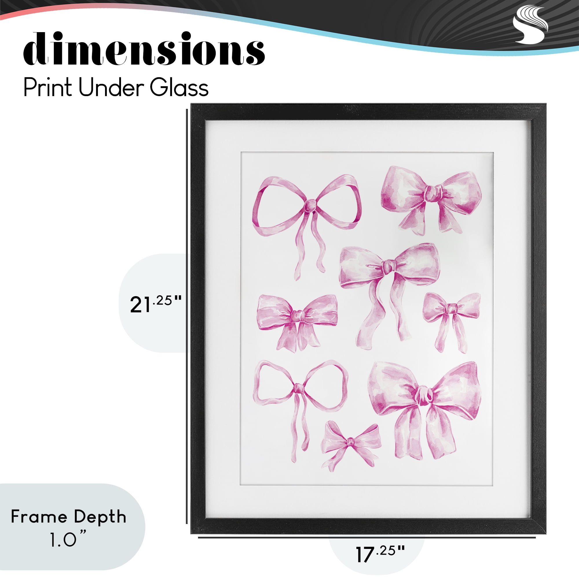 Stupell Industries Coquette Bow Collection Black Framed Print Under Glass, design by Bethany Sandoval