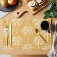thumbnail image 2 of Yellow Orange Palm Tree Placemats Set of 8 Summer Botanical Tropical Tree Place Mats Indoor Wipeable Table Mats Washable Cloth Dining Table Placemats for Kitchen Holiday Party Home Decor 13x19 Inch, 2 of 9